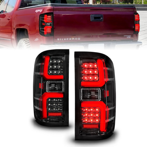 ANZO 15-19 Chevrolet Silverado 2500 HD/3500 HD LED Taillight w/ Sequential Black Housing/Clear Lens - 311450 Photo - Primary
