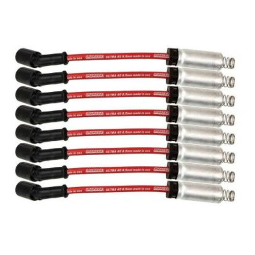 Moroso GM LS/LT 8.5mm Ultra 40 9.75in Long Wire Set w/Alum Heatshield - Red - 73740 User 1