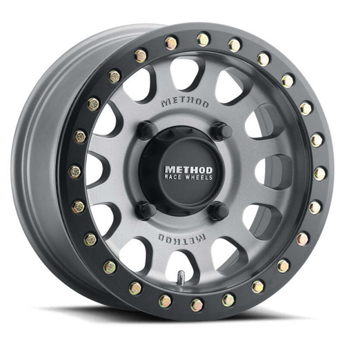 Method MR401 UTV Beadlock 15x7 / 5+2/38mm Offset / 4x136 / 106mm CB Titanium Wheel- Matte Black Ring - MR40157047852B Photo - Primary
