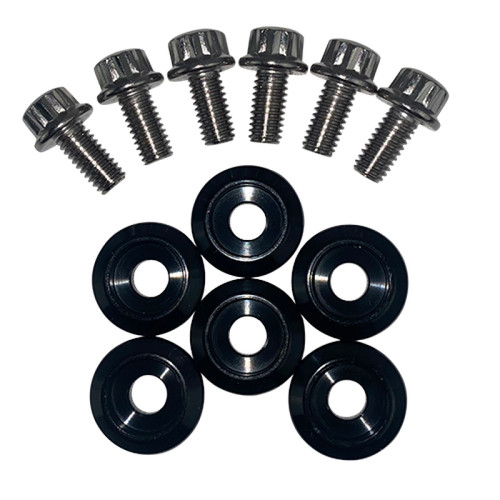 BLOX Racing New Fender Washers Kit M6 12pt - 6pc Large Diameter Black - BXAC-00311-BK User 1