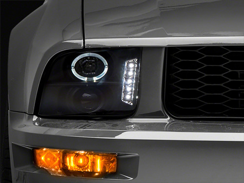 Raxiom 05-09 Ford Mustang Excluding GT500 LED Halo Projector Headlights- Blk Housing (Clear Lens) - 101683 Photo - Primary
