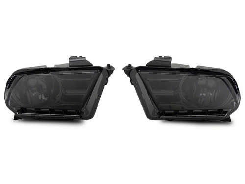 Raxiom 10-12 Ford Mustang Axial Series OEM Style Rep Headlights- Chrome Housing- Smoked Lens - 413417 Photo - Primary