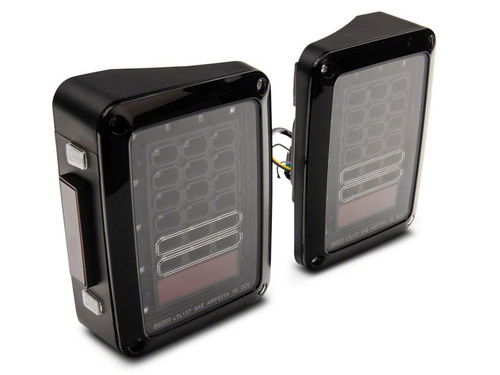 Raxiom 07-18 Jeep Wrangler JK Axial Series LED Tail Lights- Blk Housing (Clear Lens) - J141585 Photo - Close Up