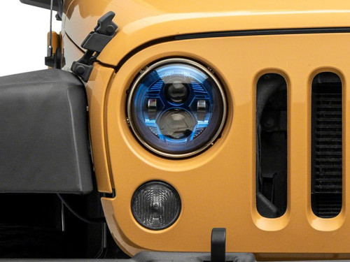 Raxiom 07-18 Jeep Wrangler JK 7-In LED Headlights- BlueHousing- Clear Lens - J154696 Photo - Close Up