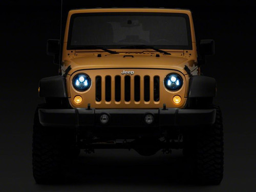 Raxiom 07-18 Jeep Wrangler JK 7-In LED Headlights- BlueHousing- Clear Lens - J154696 Photo - Close Up
