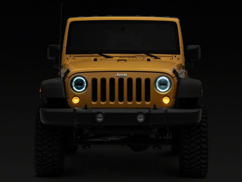 Raxiom 97-18 Jeep Wrangler TJ & JK Axial 7-In LED Headlights w/ DRL- Chrome Housing (Clear Lens) - J155569 Photo - Close Up