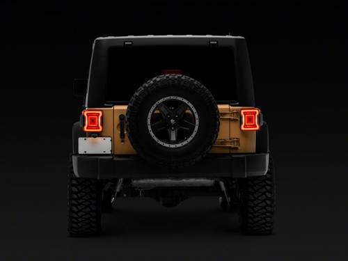 Raxiom 07-18 Jeep Wrangler JK Axial Series JL Style LED Tail Lights- BlkHousing- Red Lens - J164242 Photo - Close Up