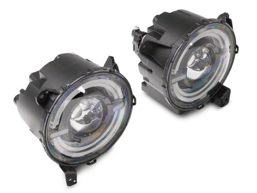 Raxiom 18-23 Jeep Wrangler JL Axial Series 9-In LED Angel Eye Headlights- Blk Housing (Clear Lens) - J167045 Photo - Close Up