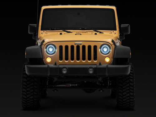 Raxiom 07-18 Jeep Wrangler JK Axial Series 7-In Dragon Eye LED Headlights- Blk Housing (Clear Lens) - J167194 Photo - Close Up