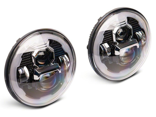 Raxiom 07-18 Jeep Wrangler JK Axial 7-In LED Headlights w/ DRL Turn Signals- Blk Housing (Clear) - J173078 Photo - Close Up