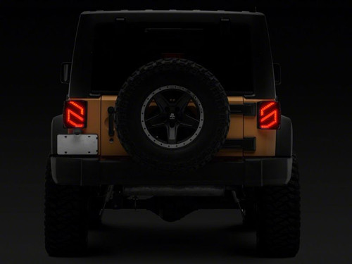 Raxiom 07-18 Jeep Wrangler JK Axial Series Trident LED Tail Lights- Blk Housing (Clear Lens) - J173719 Photo - Close Up