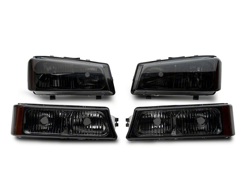 Raxiom 03-06 Chevrolet Silverado 1500 Axial OEM Style Rep Headlights- Chrome Housing- Smoked Lens - S122321 Photo - Primary