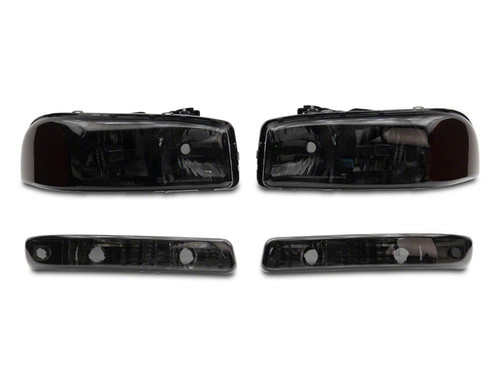 Raxiom 99-06 GMC Sierra 1500 Axial Series OEM Crystal Rep Headlights- Chrome Housing- Smoked Lens - S518304 Photo - Primary