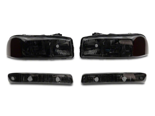 Raxiom 99-06 GMC Sierra 1500 Axial Series OEM Crystal Rep Headlights- Chrome Housing- Smoked Lens - S518304 Photo - Close Up