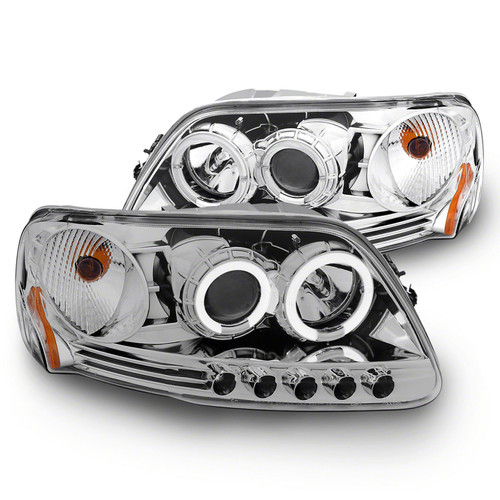 Raxiom 97-03 Ford F-150 LED Halo Projector Headlights- Chrome Housing (Clear Lens) - T542860 Photo - Primary