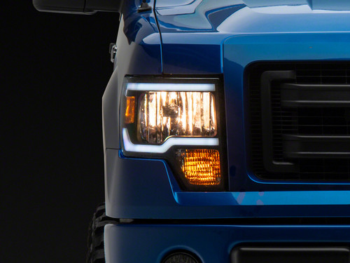 Raxiom 09-14 Ford F-150 Axial Series Headlight w/ SEQL LED Bar- Blk Housing (Clear Lens) - T566368 Photo - Primary
