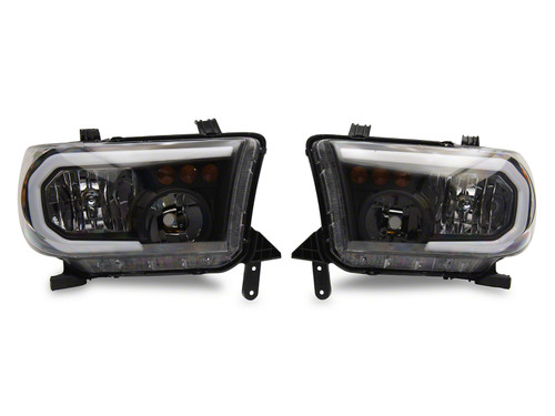 Raxiom 07-13 Toyota Tundra Axial Series Headlights w/ SEQL LED Bar- Blk Housing (Clear Lens) - TU16005 Photo - Primary