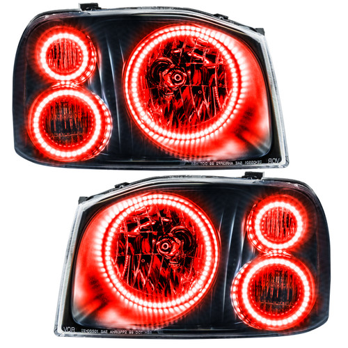 Oracle Lighting 01-04 Nissan Frontier Pre-Assembled LED Halo Headlights - (w/Triple Halos) -Red - 8905-003 Photo - Primary