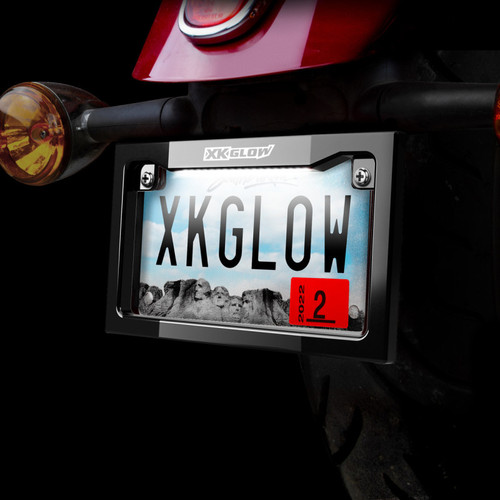 XK Glow Motorcycle License Plate Frame Light w/ White LED - Chrome - XK034019-W User 1