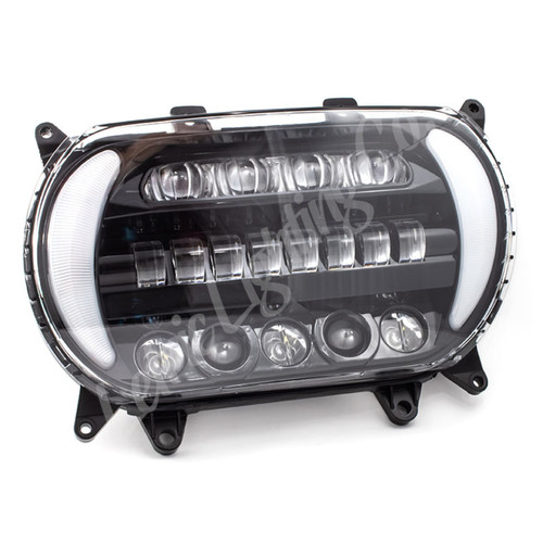 Letric Lighting 96-13 Early Road Glide LED Black/Chrome Headlight with Turn Signals - LLC-5LRA-TS Photo - Primary