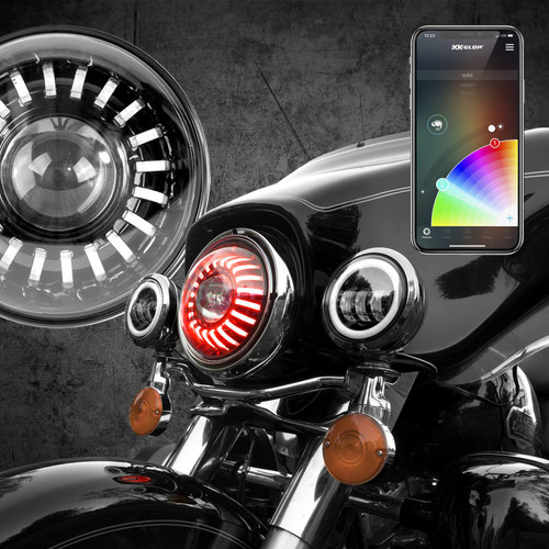 XK Glow 7In RGB LED Harley Headlight XKchrome Bluetooth App Controlled Kit - XK-7IN-HD-KIT User 1