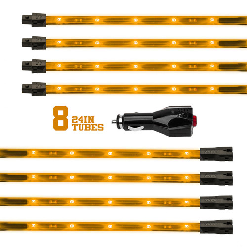 XK Glow Tube Single Color Underglow LED Accent Light Car/Truck Kit Amber - 8x24In - XK041002-A User 1