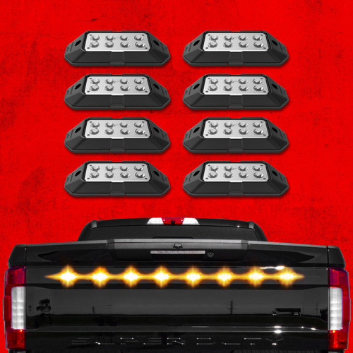 XK Glow Strobe Pod Lights w/ Traffic Modes Ultra Bright LEDs Multiple Modes + Solid On - Amber 8pc - XK052001-8A User 1