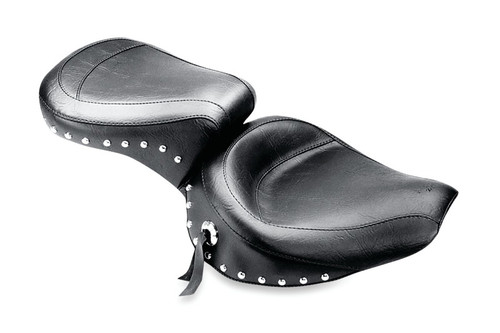 Mustang 58-84 Harley FX/FL Wide Touring 1PC Seat w/Studs - Black - 75511 Photo - Primary