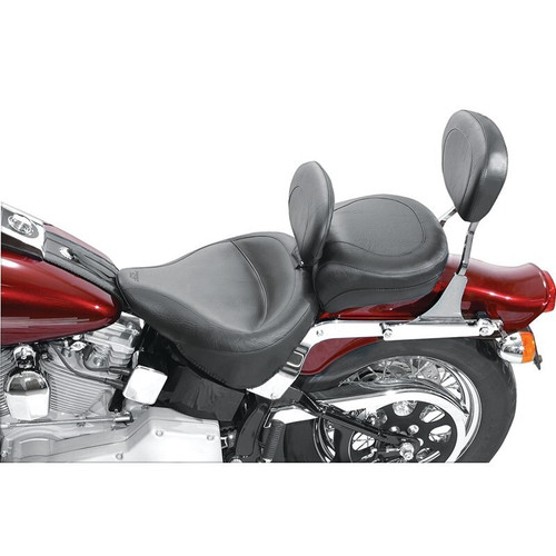 Mustang 84-06 Harley Standard Rear Tire Wide Touring Vint Solo Seat w/Driver Backrest - Black - 79124 User 1