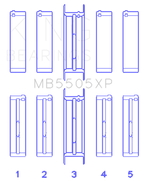 King Ford V8 351ci 5.8L / 400ci 6.6L 16V (Size STDX Oversized) Main Bearing Set - MB5505XPSTDX Photo - Primary