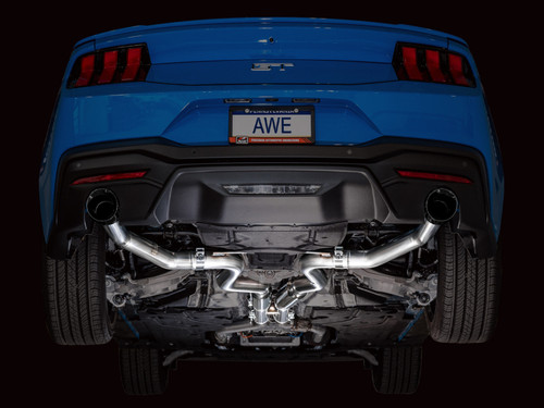 AWE 2024 Ford Mustang GT Fastback S650 RWD Track Edition Catback Exhaust w/ Dual Diamond Black Tips - 3020-33650 Photo - Mounted