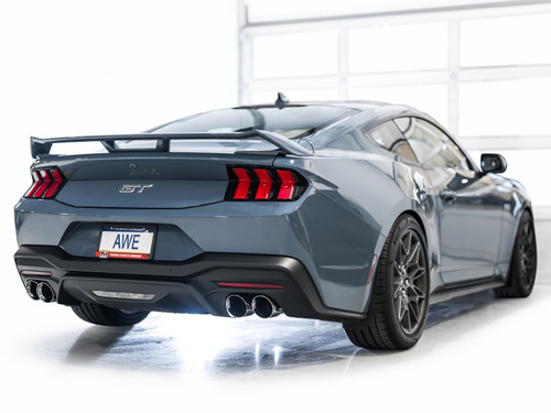 AWE 2024 Ford Mustang GT Fastback S650 RWD SwitchPath Catback Exhaust w/ Quad Chrome Silver Tips - 3025-42650 Photo - Mounted