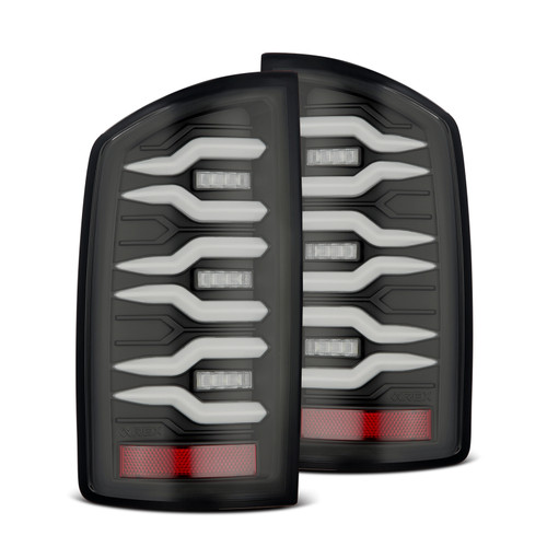 AlphaRex 07-08 Dodge Ram 1500/07-09 Dodge Ram 2500+3500 Luxx-Series LED Tail Lights (Pair) Black - 641040 Photo - Primary
