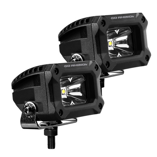Go Rhino Xplor Bright Series Rectangle LED Spot Light Kit (Surface/Thread Stud Mnt) 3x2 - Blk (Pair) - 751003023SBS Photo - Unmounted