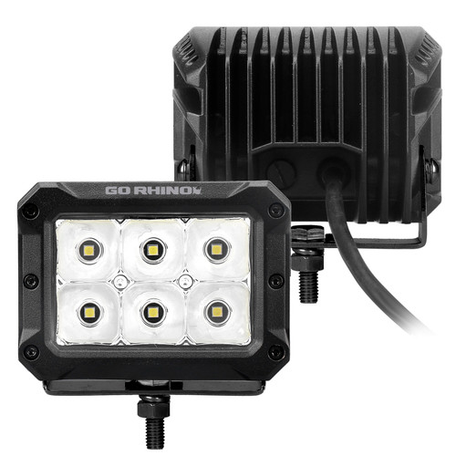Go Rhino Xplor Bright Series Rectangle LED Spot Light Kit (Surface/Thread Stud Mnt) 4x3 - Blk (Pair) - 753003023SBS Photo - Unmounted