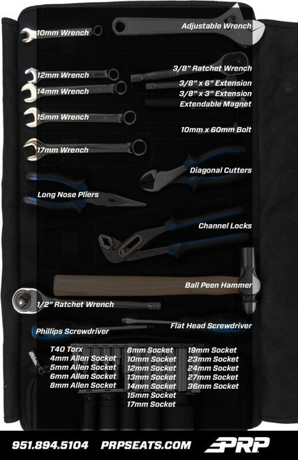 PRP Kawasaki KRX Roll Up Tool Bag w/ 35pc Tool Kit - E132 Photo - Close Up