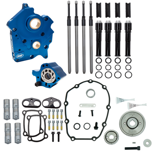 S&S Cycle 2017+ M8 Water Cooled Models Gear Drive Cam Chest Kit w/o Cam - Black Pushrod Tubes - 310-1260 User 1