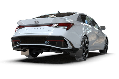Rally Armor 2024+ Hyundai Elantra N Line Black Mud Flap w/ White Logo - MF120-UR-BLK-WH User 1