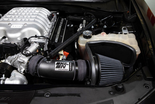 K&N 17-23 Dodge Charger/Challenger Hellcat SC 6.2L V8 DRYFLOW Performance Air Intake System - 30-2553TTK Photo - Mounted