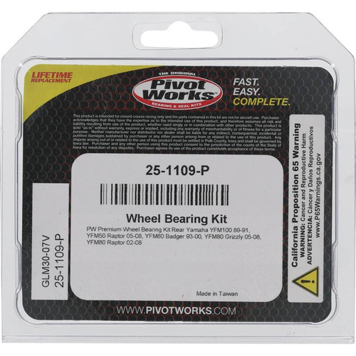 Pivot Works Yamaha Wheel Bearing Kit Premium Bearings - 25-1109-P Photo - Primary