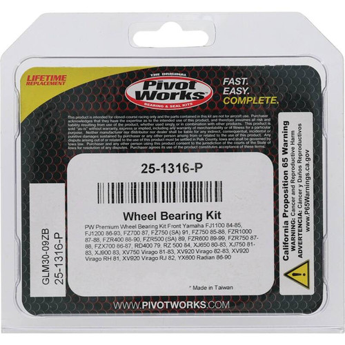 Pivot Works Yamaha Wheel Bearing Kit Premium Bearings - 25-1316-P Photo - Primary