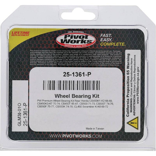 Pivot Works Honda Wheel Bearing Kit Premium Bearings - 25-1361-P Photo - Primary
