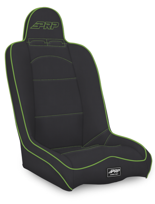 PRP Daily Driver High Back Suspension Seat- Black/Green Vinyl - A140110-201-W Photo - Primary