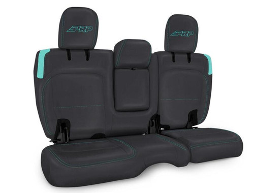 PRP Jeep Wrangler JL Rear Bench CoversU - 4 door with Armrest - Black/Teal - B044-09 Photo - Primary