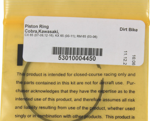 Vertex Piston 07-09/12-16 Cobra CX 65 65cc Replacement Rings - Single - 53010004450 Photo - Primary