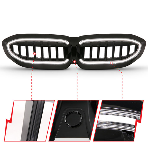 Anzo 19-22 BMW 3 Series Black Housing Full LED Front Grille w/ Initiation & Running Light - 901027 Photo - Unmounted