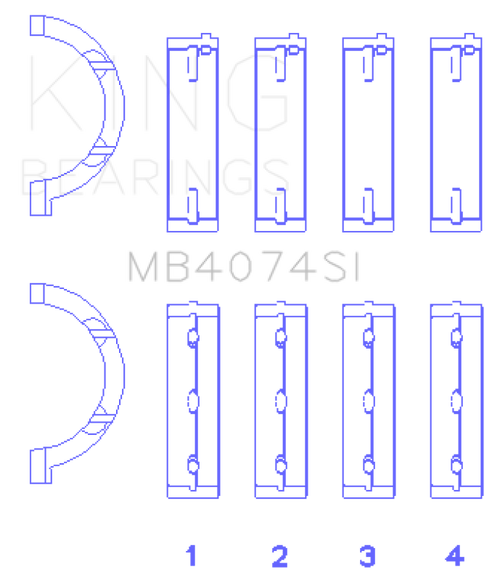 King Engine Bearings Chrysler 2.7L (Size +0.25mm) Main Bearing Set - MB4074SI0.25 Photo - Primary