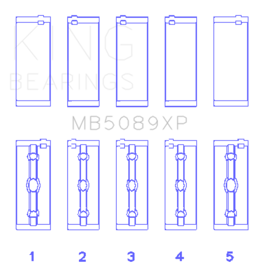 King Engine Bearings Toyota 1Rz/2Rz/3Rz (Size +0.25mm) Main Bearing Set - MB5089XP0.25 Photo - Primary