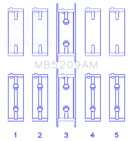 King Engine Bearings Mitsubishi 4G63/64/DOHC (Size +0.50mm) Main Bearing Set - MB5209AM0.5 Photo - Primary