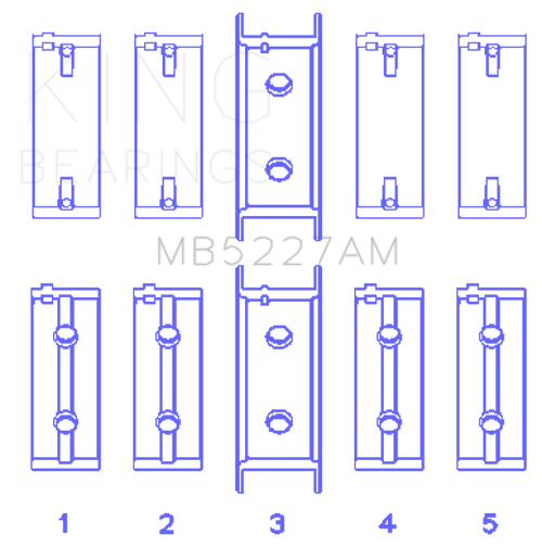 King Engine Bearings Mitsubishi 4G63/4G63T (->92) (Size +0.75mm) Main Bearing Set - MB5227AM0.75 Photo - Primary